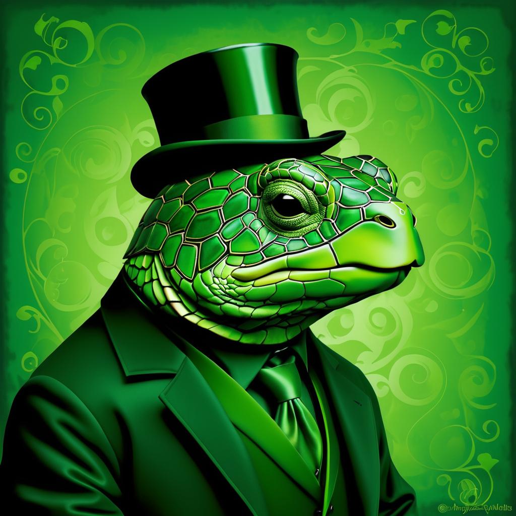 Sherlock Holmes Turtle on Green Background