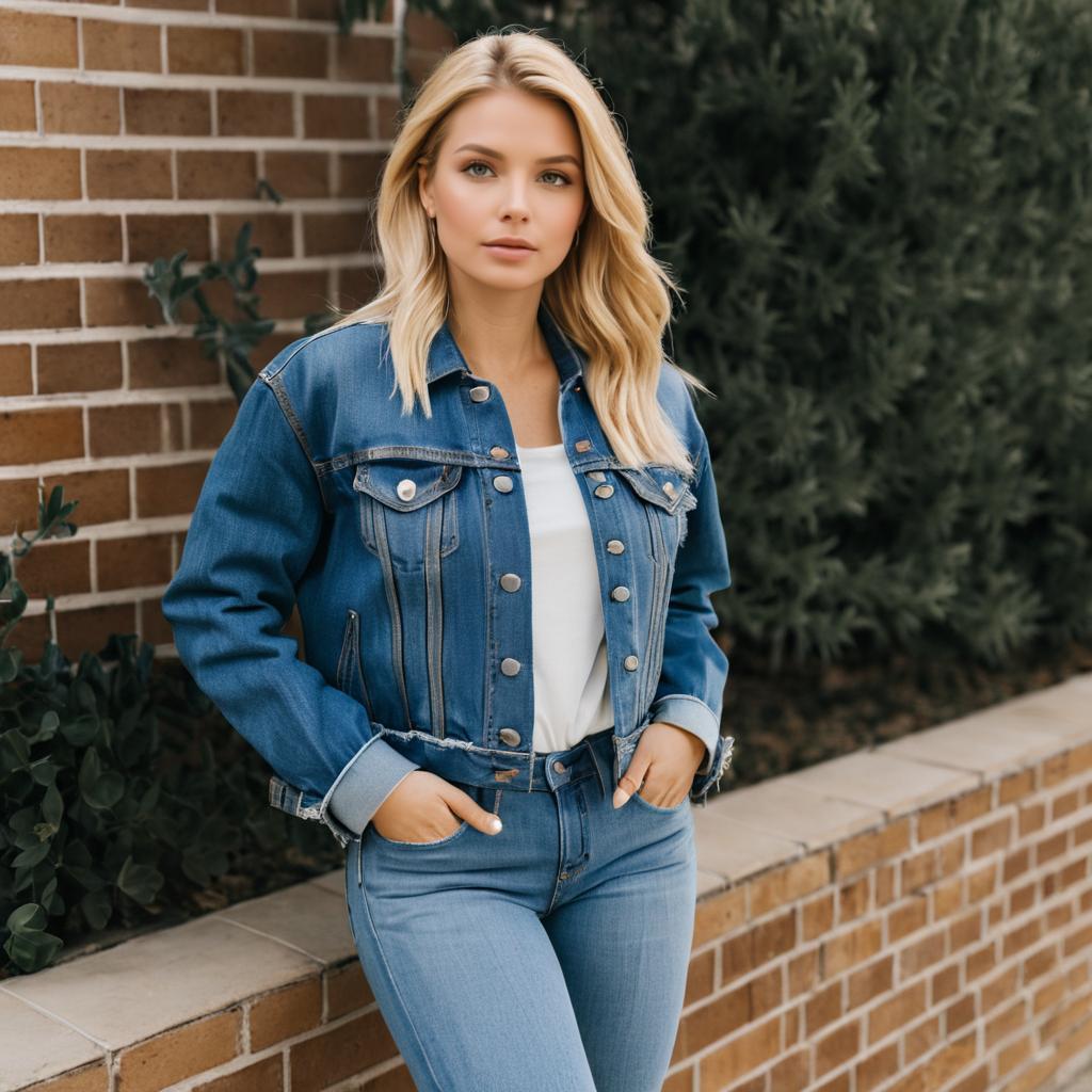 Stylish Woman in Denim Jacket