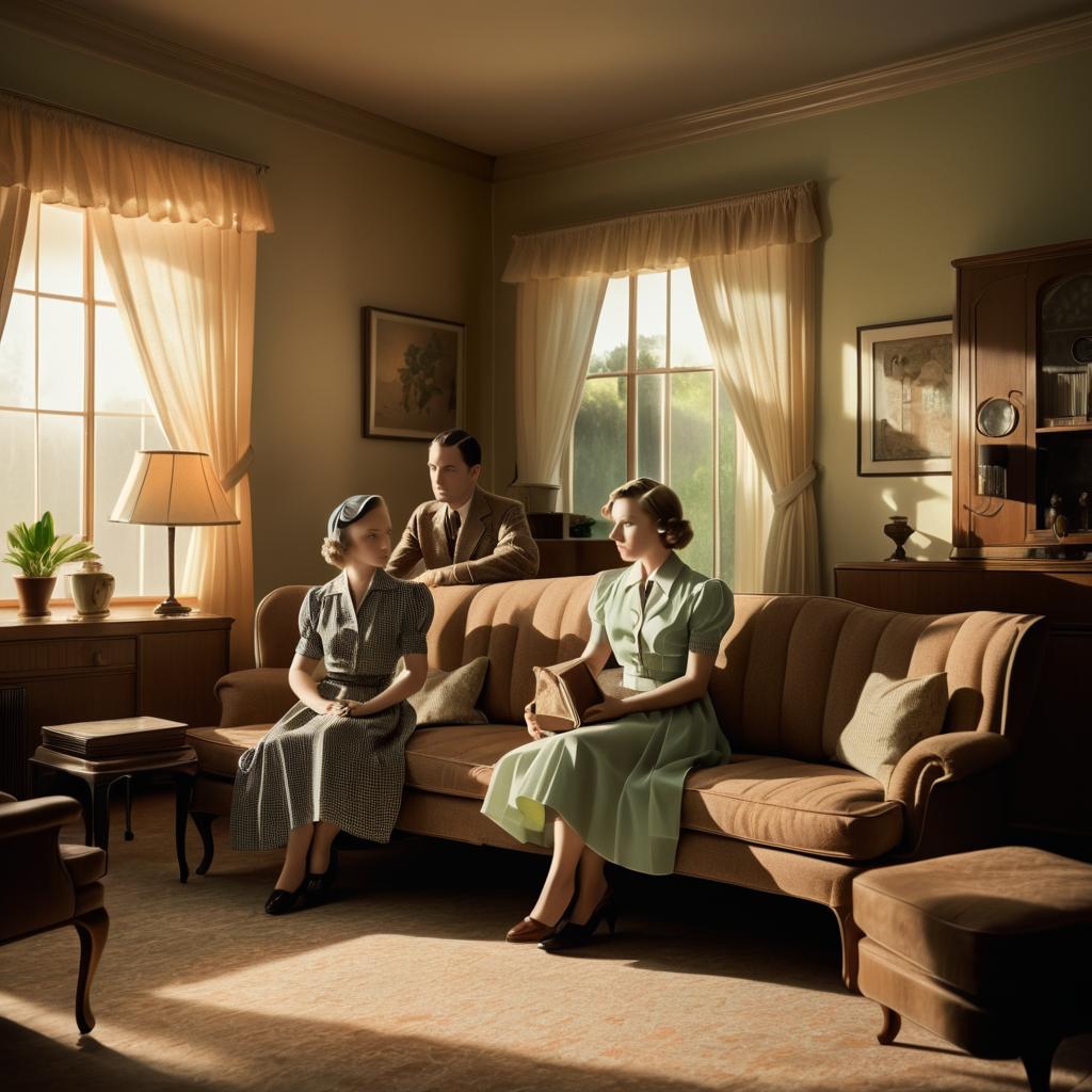 1930s Family in Vintage Living Room