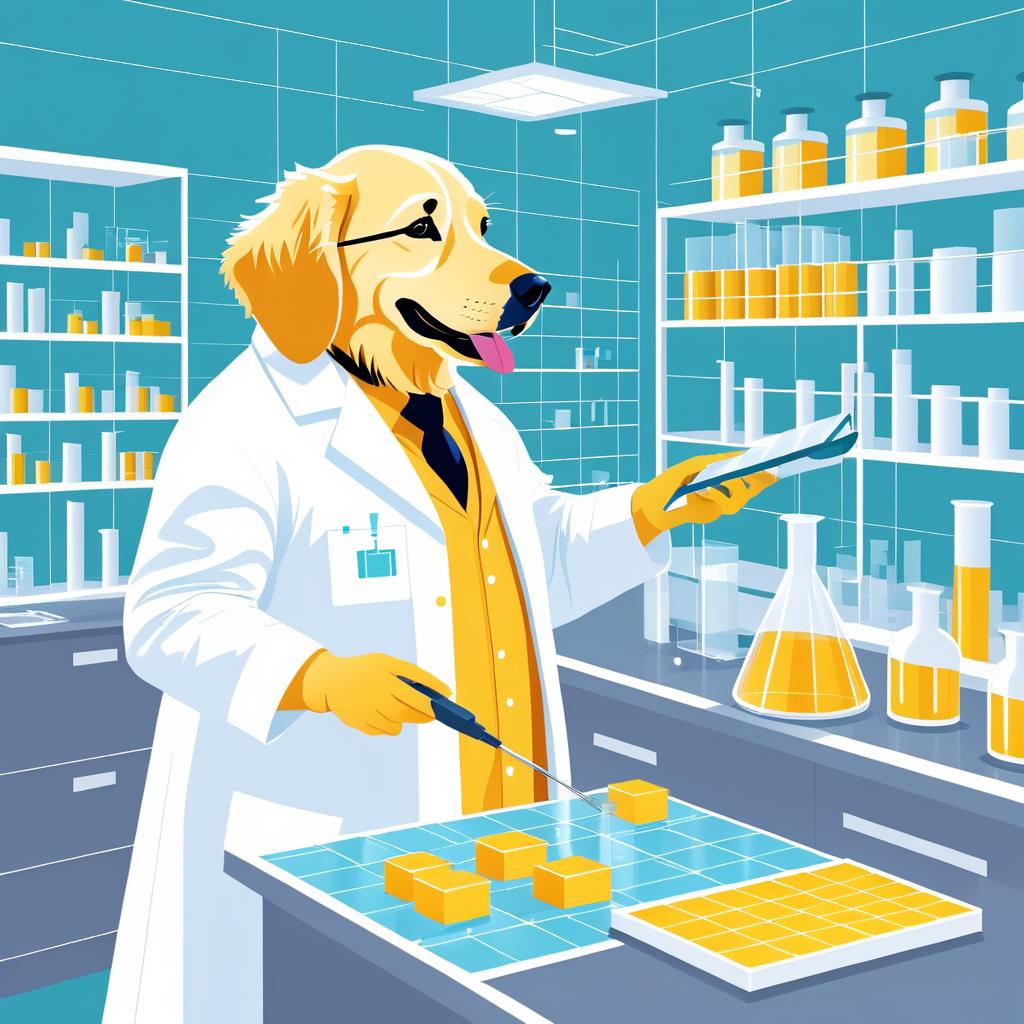 Golden Retriever Scientist in a Lab Coat