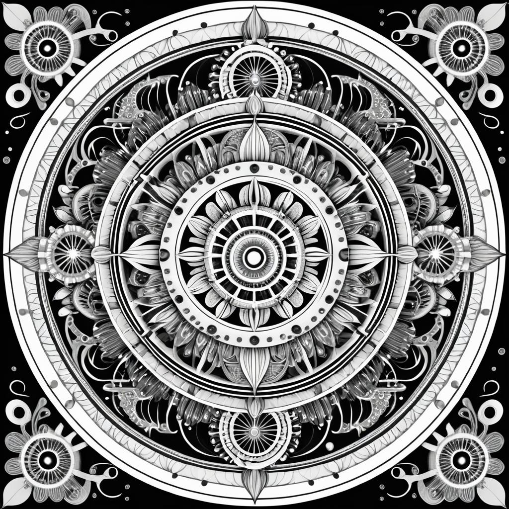 Steampunk Mandala Underwater Coloring Pages