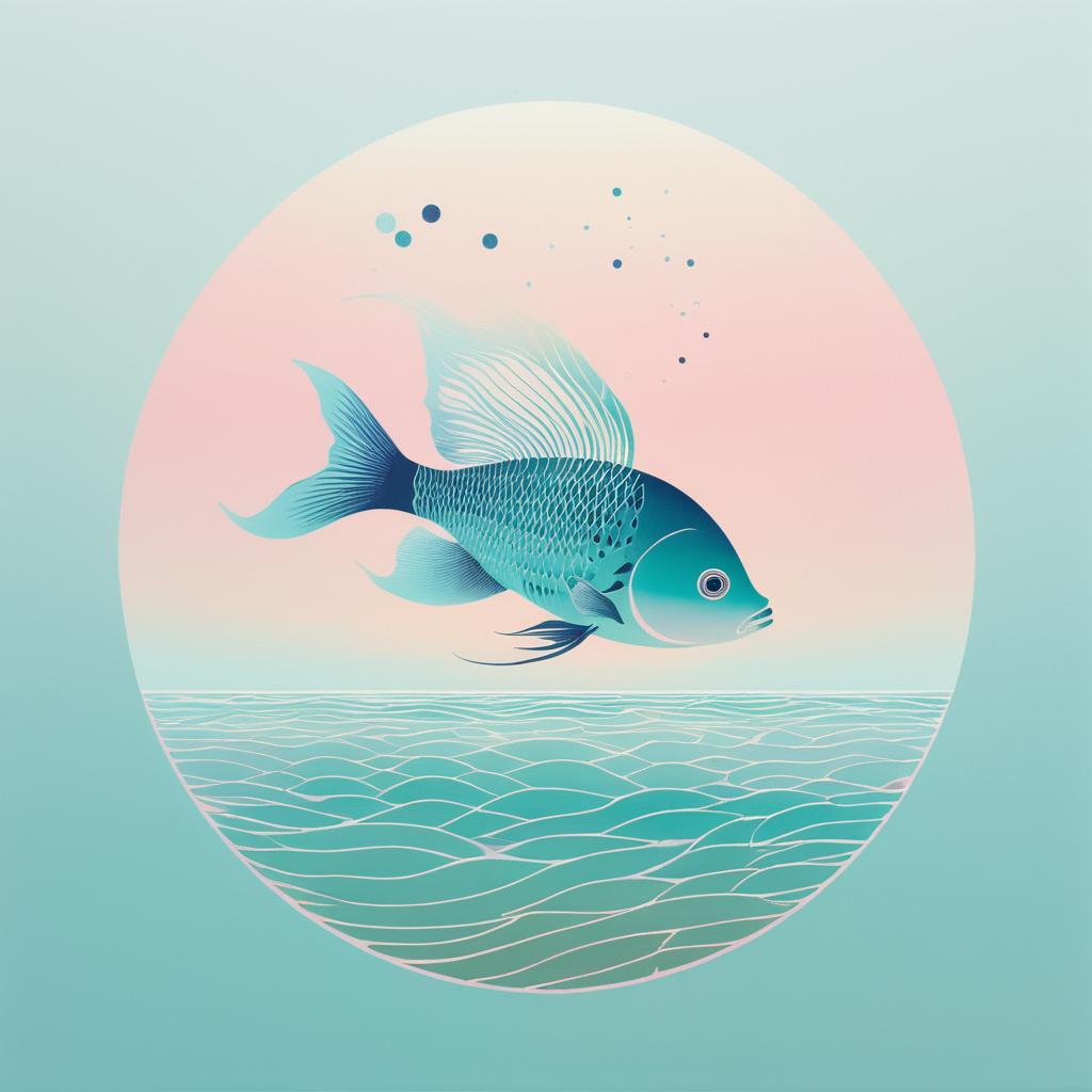 Surreal Minimalist Fish in Dreamy Pastels