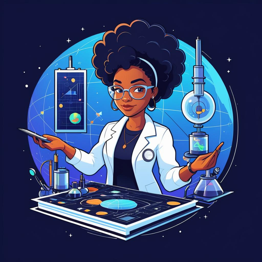 Vector Art of Black Female Scientist