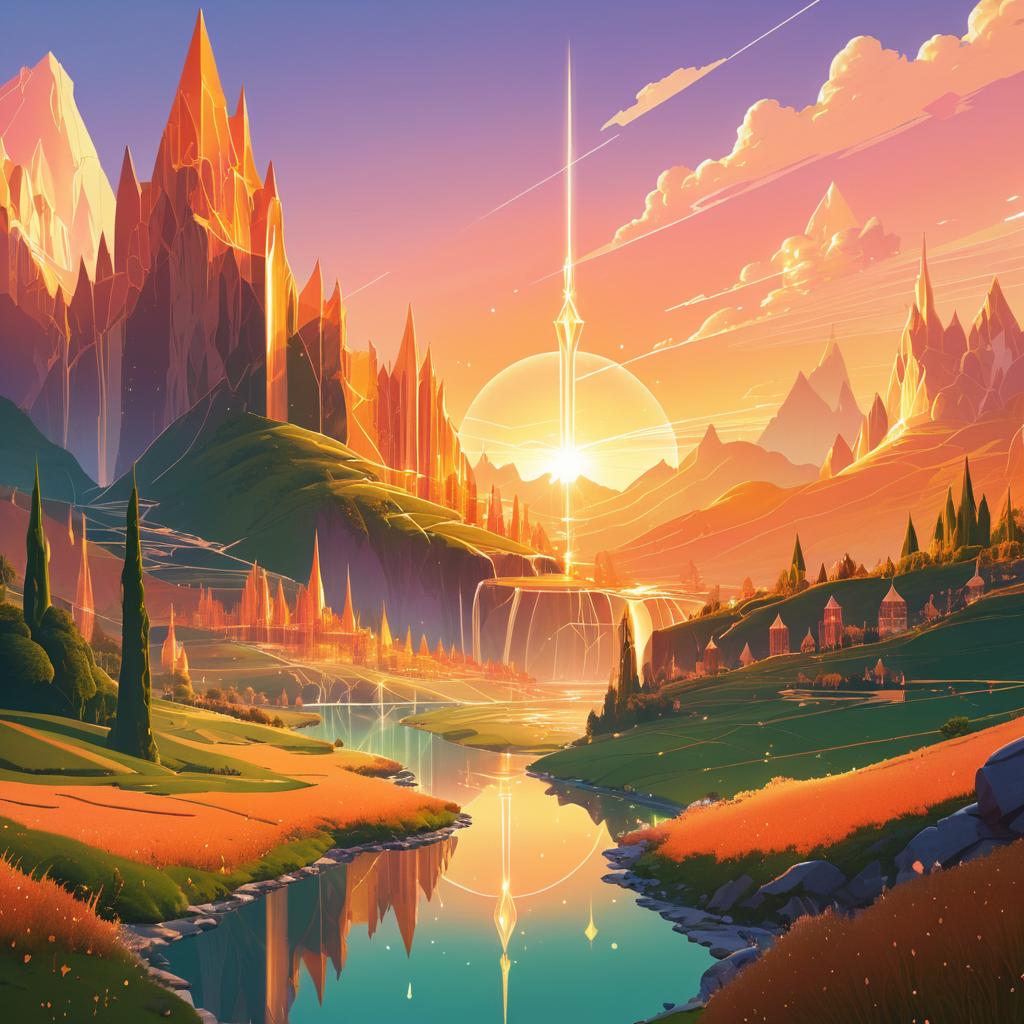 Enchanted Fantasy Landscape at Sunset