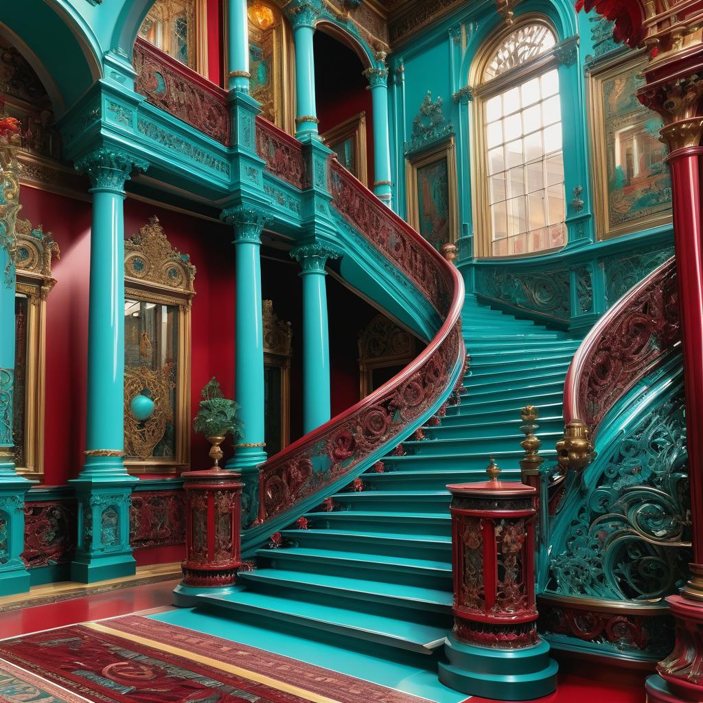 Ornate Staircase in Vibrant Colors