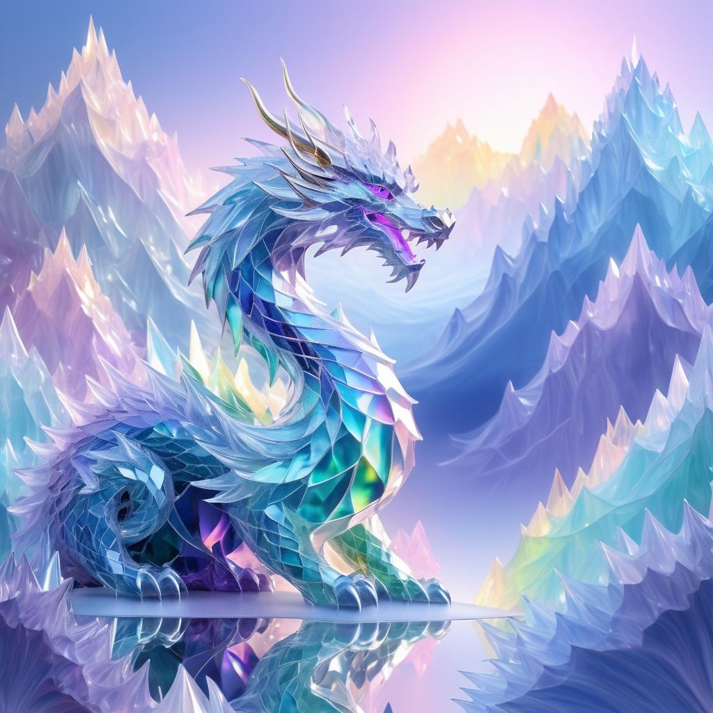 Ethereal Crystal Dragon in Pastel Peaks