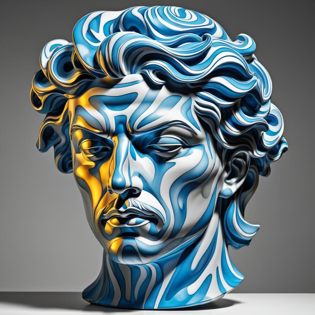 Expressionist Male Head Sculpture Illustration