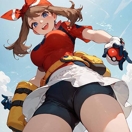 High-Quality Anime Girl Holding Poké Ball