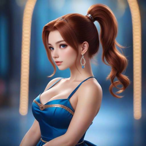 Auburn-Haired Girl in Elegant Dress