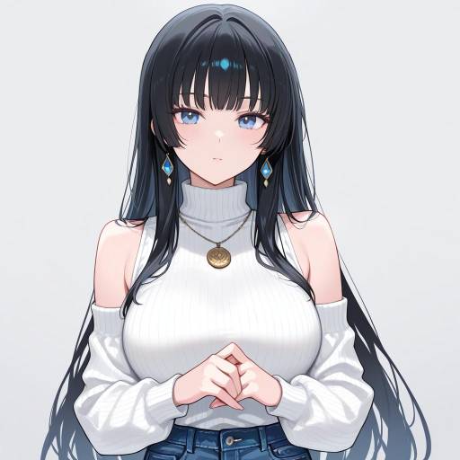 Striking Woman in Turtleneck and Jeans Striking Woman in Turtleneck and Jeans