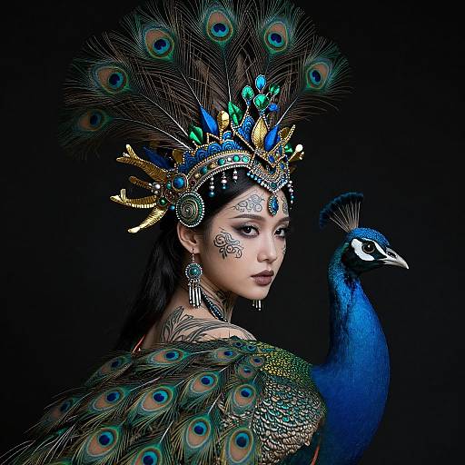 Mystical Woman with Peacock Headdress