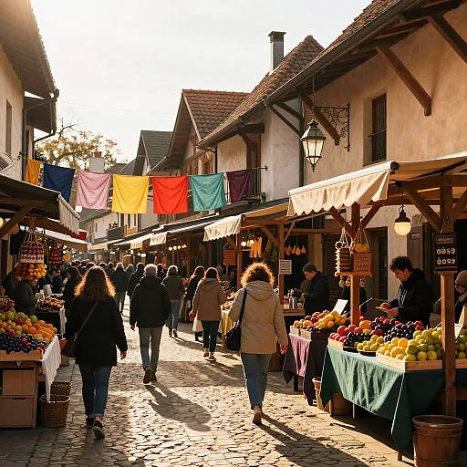 Medieval Market Street at Golden Hour