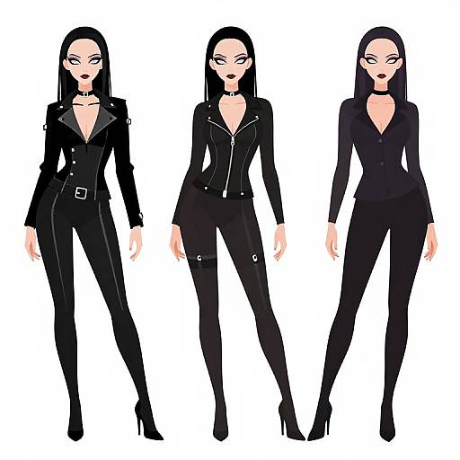 Tim Burton Style Leather Pin-Up Girls