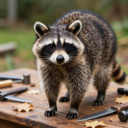 Hyper-Realistic Raccoon with Knife