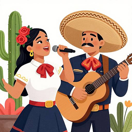 Vibrant Mexican Cultural Duo Illustration