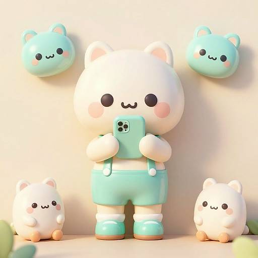 Kawaii Pastel Girl with Phone