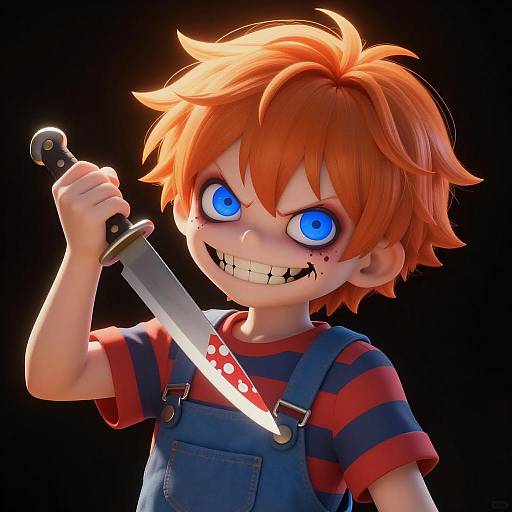 Sinister Child Illustration with Knife
