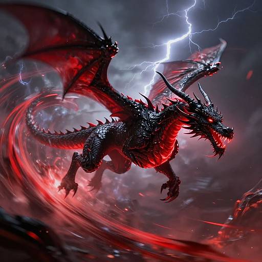 Dynamic Dragon in Stormy Sky