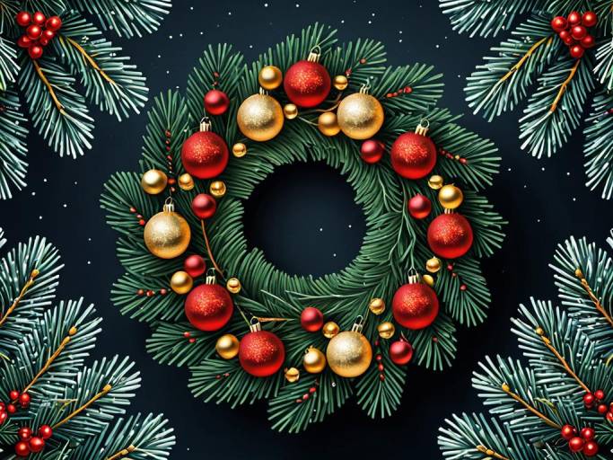 Festive Christmas Wreath Wallpaper Design