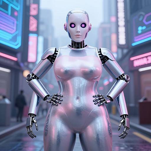 Plus Size Fembot in Cyberpunk Street