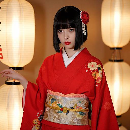 Female Sukuna in Red Kimono