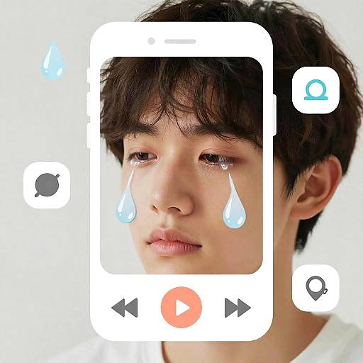 Emotional Tech Overlay on Youthful Face