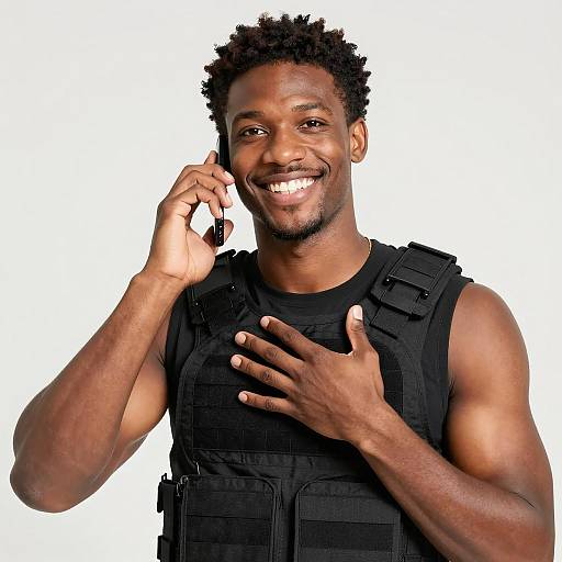 Confident Man in Tactical Vest Talking