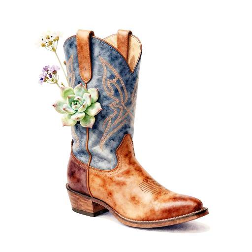 Pastel Watercolor Cowgirl Boot Succulent Planter