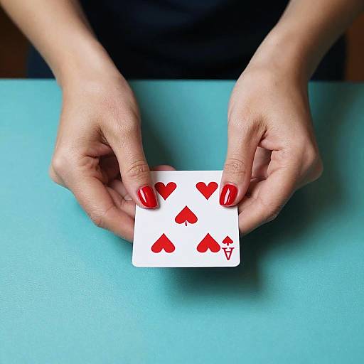 Red Nails Holding Playing Card