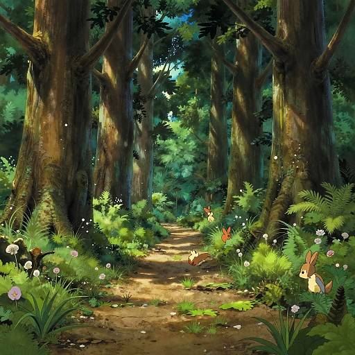 Enchanted Ghibli Mystical Forest Pathway
