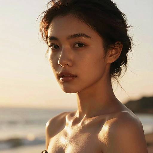 Portrait of Young Woman at Sunset