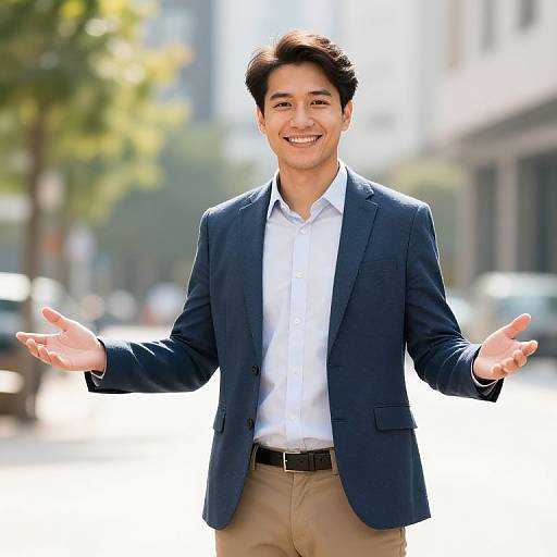 Confident Trustworthy Person in Urban Setting