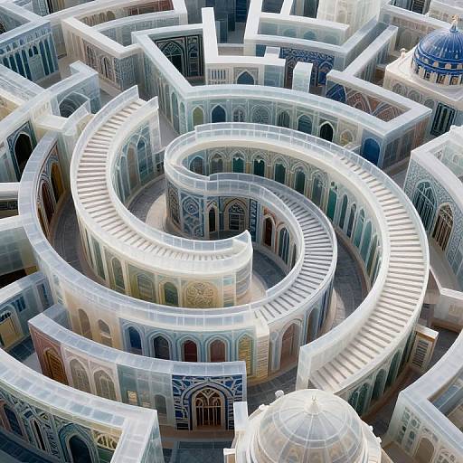 Intricate Spiral Maze with Architectural Motifs