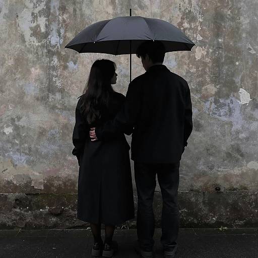 Romantic Silhouette Under an Umbrella