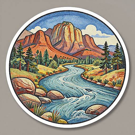 Epic Roman Mosaic Landscape Sticker