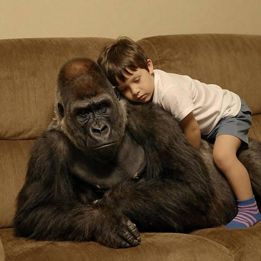 Cozy Moments: Boy and Gorilla Together