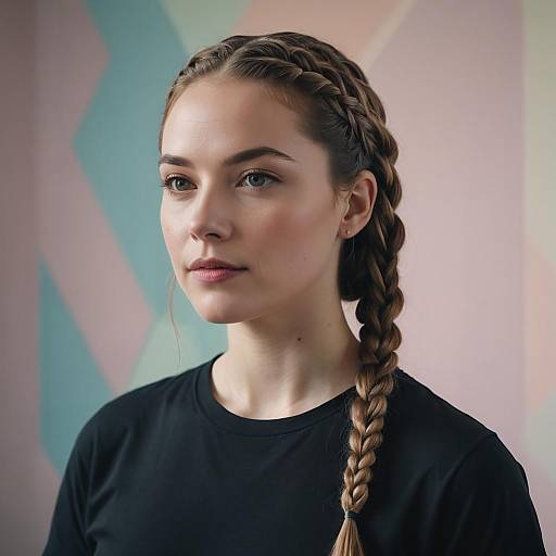 Young woman with French braids portrait