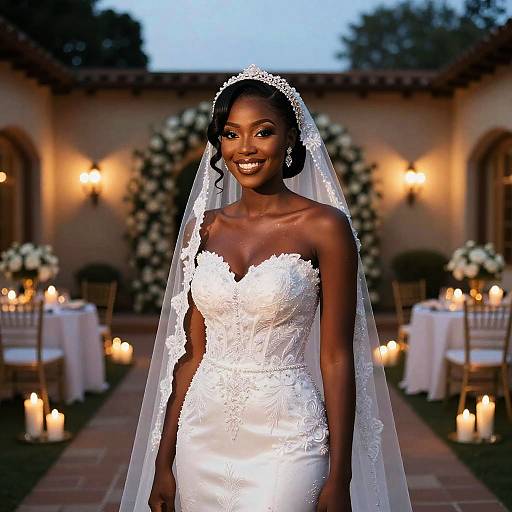 Majestic African Bride in Candlelit Twilight