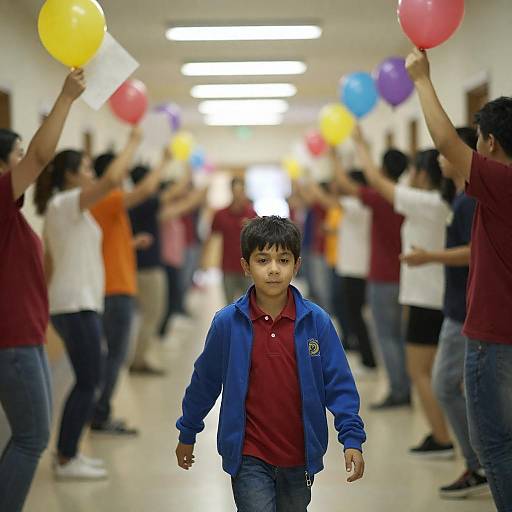 Vibrant School Hallway Celebration Scene