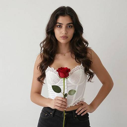 Young Woman with Rose Portrait