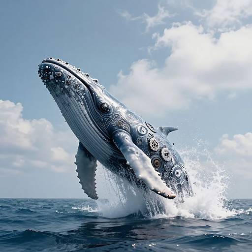 Mechanical Whale Ascending to Sky