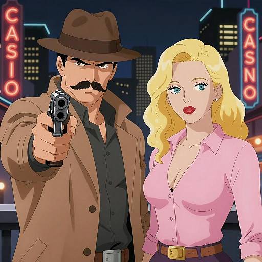 Noir Style: Casino Encounter Illustration