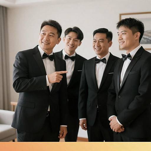 Four Men in Black Suits Smiling