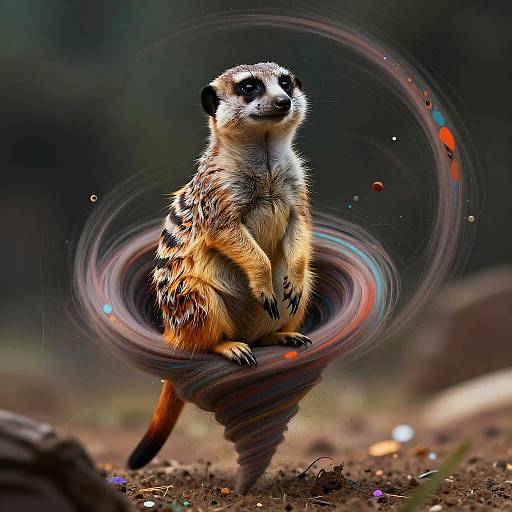Majestic Meerkat on Swirling Tornado