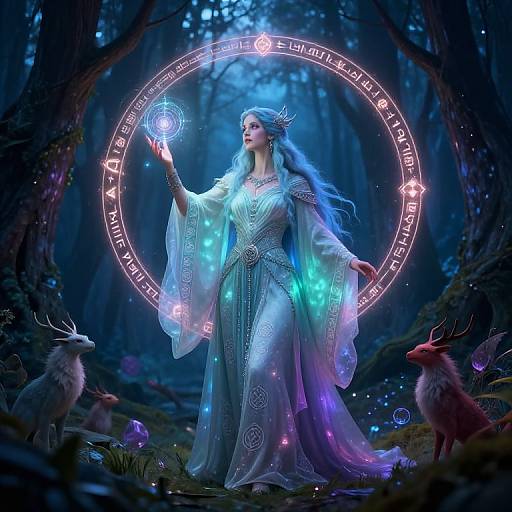 Ethereal Sorceress in Enchanted Forest