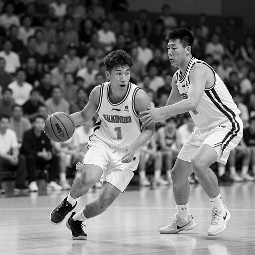 Dynamic Basketball Action in Black and White