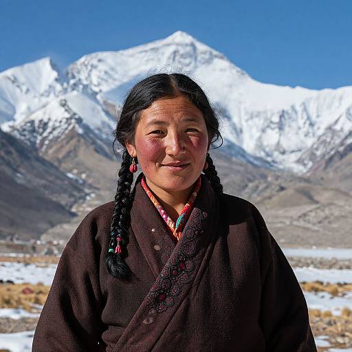 Drokpa Woman Amid Ladakh Peaks