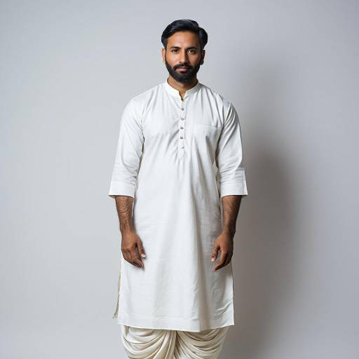 Man wearing traditional white kurta and dhoti