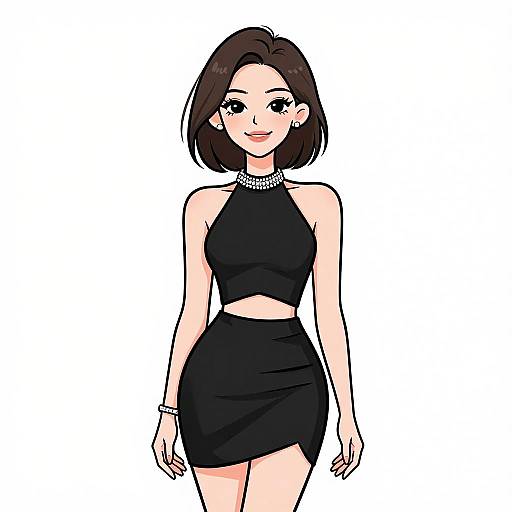 Elegant Woman in Black Evening Wear