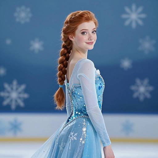 Young Woman in Blue Ice Queen Dress